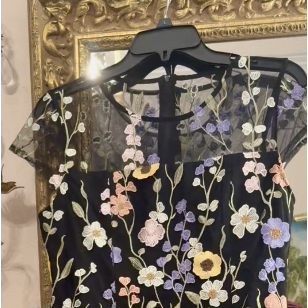 Anthea Crawford Dahlia FLORAL embroidered Shien Dress Taylor Swift Grammy Inspir - Picture 15 of 16